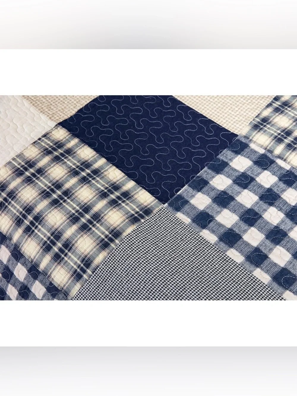 Classic Navy Patchwork king 3 piece Quilt Set 100% cotton